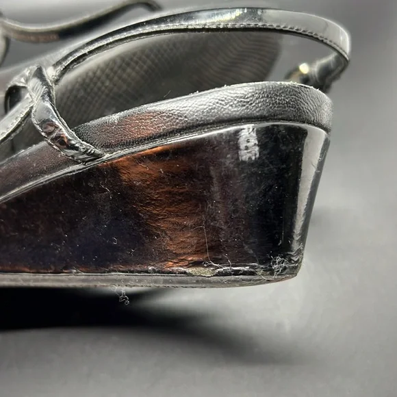 Prada Sport Black Patent Leather T-Strap Sandals size 8.5 - Picture 9 of 16